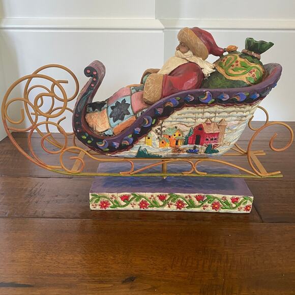 2004 Jim Shore Delivering Joy Heartwood Creek Santa Sleigh - Picture 3 of 8